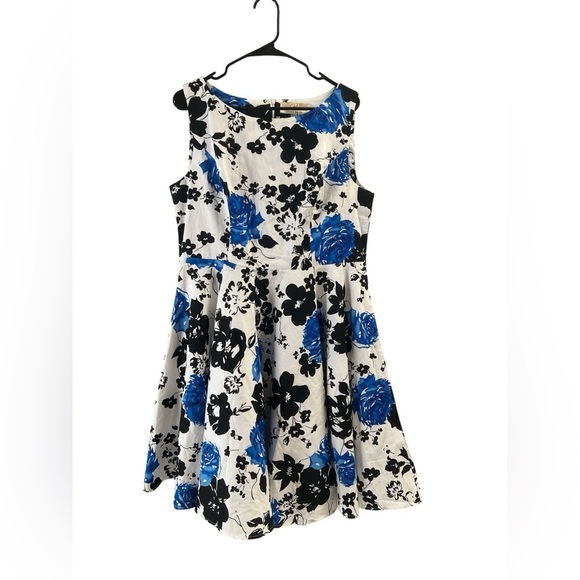 Grace Karin blue and black floral classy midi dress - Picture 2 of 5